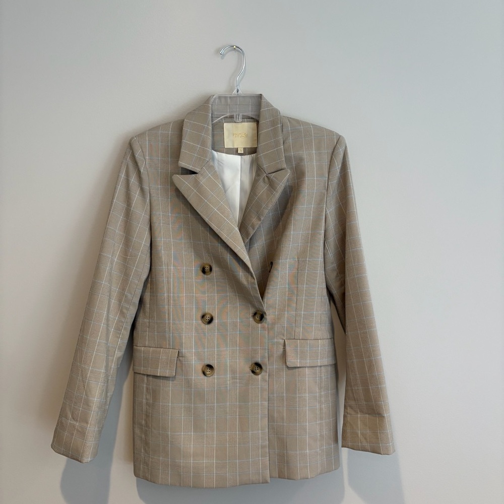 Maje Tan Double Breasted Tailored Blazer